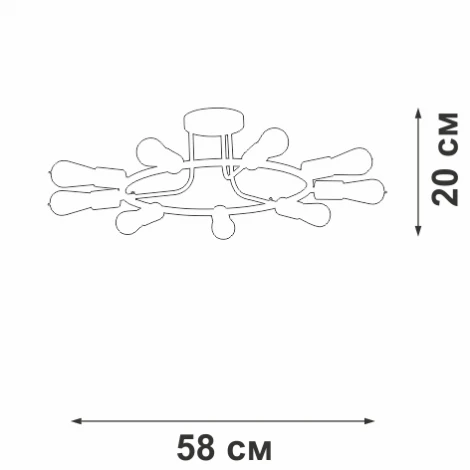 Потолочная люстра на штанге Vitaluce V3797-1/9PL, 9xE27 макс. 40Вт (220V)