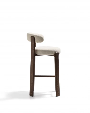 Барный стул Granite из бежевого шенилла и ясеня с отделкой орех 75 см La Forma (ex Julia Grup) 301963