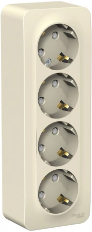 Розетка накладная четверная с заземлением и шторками (молочный) Systeme Electric Blanca BLNRA011412