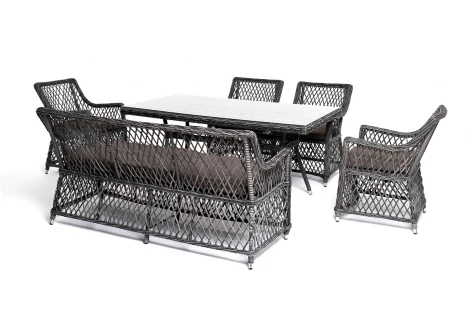 Обеденная группа плетеная на 6 персон, цвет графит 4SIS Катания KATS2C4T-6-SET graphite