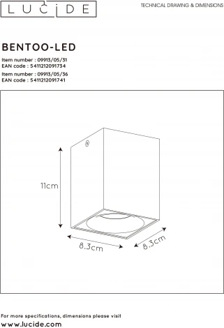Потолочный светильник Lucide Bentoo-led 09913/05/31 (220V)