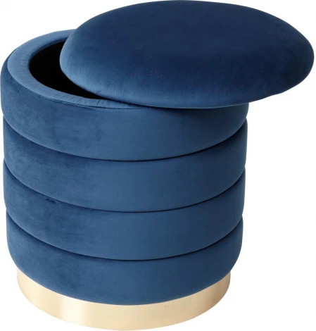 Пуф для гостиной ФРЕД синий #29, велюр / золотой каркас М-City