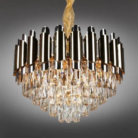 Подвесная люстра Omnilux 814 OML-81403-08 (220V, хрусталь, на цепи, круглые)