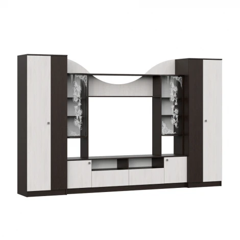 Стенка Арника в гостиную МГС 8, дуб венге/ясень анкор светлый