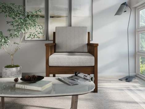 Кресло Arsko Норман орех серая рогожка