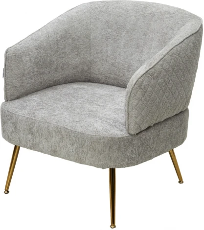 Кресло MUSSELS 3018-03 светло-серый, шенилл / золотой каркас, ®DISAUR