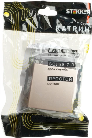 Переключатель одноклавишный перекрестный (шампань) Stekker Катрин 49179