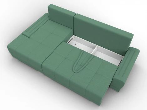 Диван угловой Лига-119 угол левый (ДСП,Брус,Фанера,ЛДС,Рогожка/Зеленый) Лига Диванов 137088L