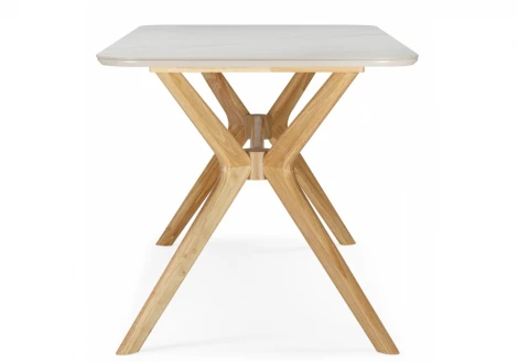 Кухонный стол Woodville Unika 180x80 белый спеченный камень / светлое дерево