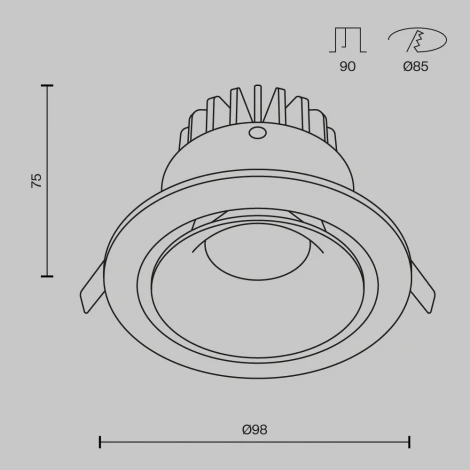 Встраиваемый светильник Yin 4000K 1x12Вт 60° LED Maytoni Technical DL031-L12W4K-B (220V, круглые)