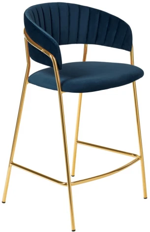 Стул полубарный Turin синий с золотыми ножками Bradex Home FR 0909