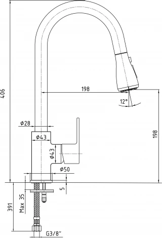 Смеситель E.C.A. Nita 102118107EX для кухонной мойки