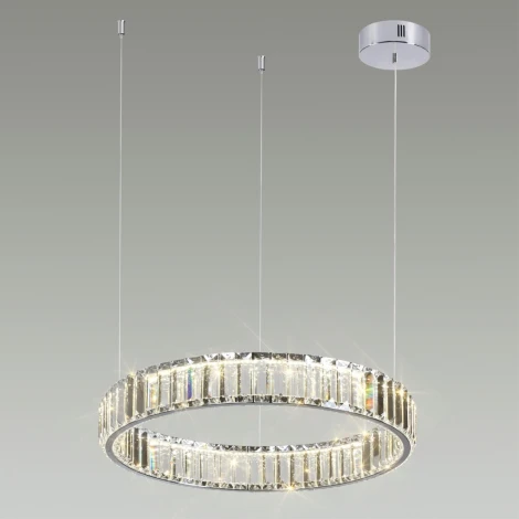 Подвесной светильник Odeon Light L-vision 4930/30L хром/прозрачный металл/хрусталь LED 30W VEKIA (220V, на тросе, кольцо)