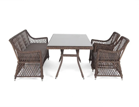 Обеденная группа плетеная на 4 персоны, цвет коричневый 4SIS Катания KATS2C2T-4-SET brown