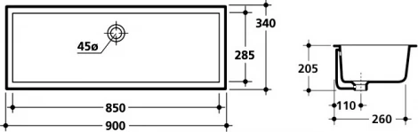 Раковина Kerasan 023001 90 см, встраиваемая
