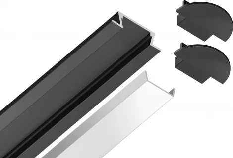 Алюминиевый профиль встраиваемый для светодиодной ленты до 11мм Ambrella Illumination GP1001BK