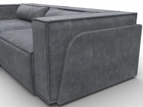 Диван угловой Лига-061 угол левый (ДСП,Брус,Фанера,Велюр/Темно-серый) Лига Диванов 131145L