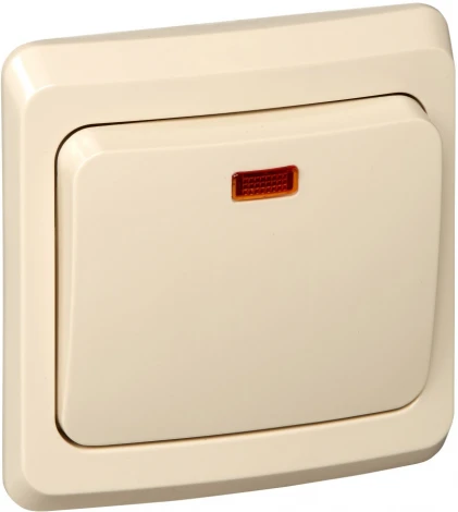 Выключатель встраиваемый одноклавишный с подсветкой (кремовый) Systeme Electric Этюд BC10-007K