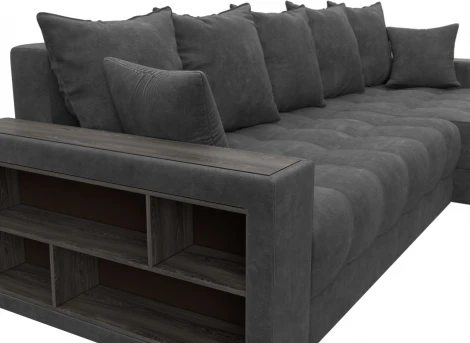 Диван угловой с декором и полкой Лига-050 НПБ Лига Диванов (Велюр) арт.128598