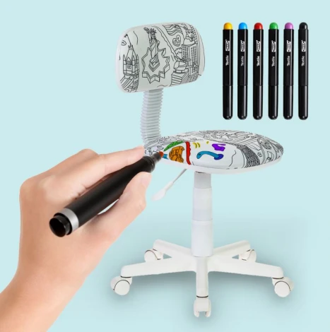 Кресло детское Бюрократ CH-W201NX белый раскраска крестовина пластик пластик белый