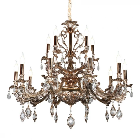 Подвесная большая люстра Omnilux Nureci OML-74903-18 (220V, подвески, на цепи, подсвечник, свеча)