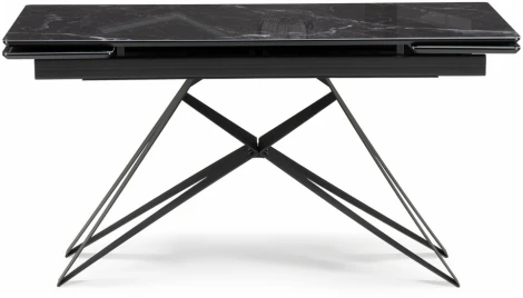 Стол стеклянный Notta Блэкберн 140(200)х80х75 черный мрамор / черный / черный арт.612168