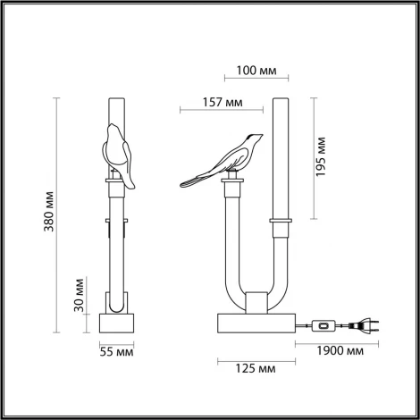 Настольная лампа Odeon Light Lark 5431/2TL золотой(под латунь)/белый градиент/беж./зеленый/ металл/стекло/керамика LED 2W 4000K (220V, выключатель, птички)