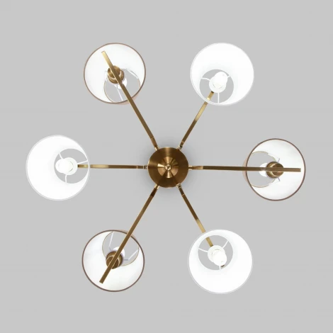 Потолочная люстра Wi-Fi на штанге Eurosvet Ozark 60149/6 латунь (220V, управление смартфоном, голосовое управление, умный дом - Minimir Home, Алиса, Маруся, Салют)