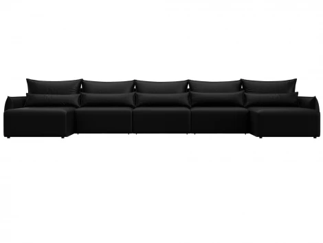 Диван П-образный Лига-051 НПБ МегаЛонг (ЛДСП,Брус,Фанера/Пластик/Экокожа/Черный) Лига Диванов 129900