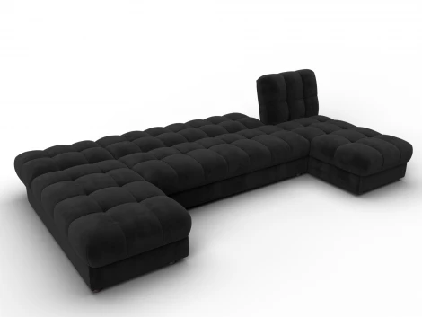 Диван П-образный Лига-116 НПБ (ДСП,ЛДСП,Велюр/Черный) Лига Диванов 137331