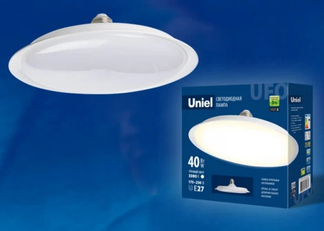 Лампочка светодиодная таблетка белая E27 40W 3000K Uniel LED-U220-40W/3000K/E27/FR PLU01WH