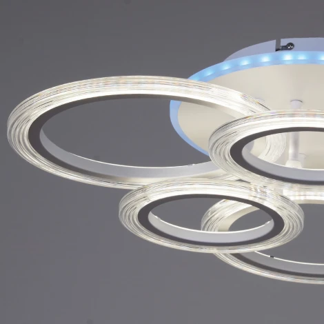 Потолочная люстра светодиодная на штанге с пультом Reluce 09812-3.3-3+3A WH (RGB) (220V, кольцо)