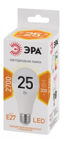 Лампочка светодиодная E27 25W ЭРА LED A65-25W-827-E27