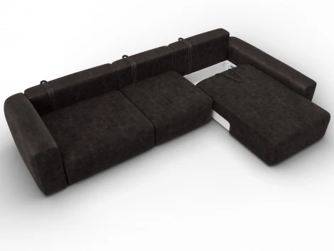 Диван угловой Лига-066 НПБ Лонг угол правый (ЛДСП,Фанера,Брус,Велюр/Коричневый) Лига Диванов 131220