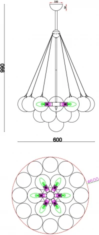 Потолочная люстра на штанге Fiesta FR5231PL-06BS Freya (220V, шарики)