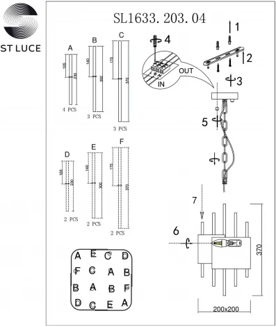 Подвесная люстра на штанге ST Luce Olvera SL1633.203.04 (220V, на тросе)