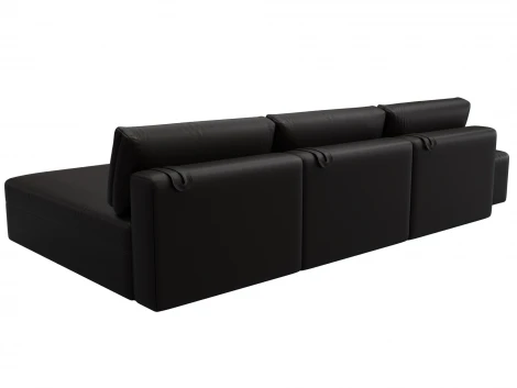 Диван угловой модульный с пуфом Лига-060 НПБ Лонг угол универсальный (ЛДСП,Брус,Фанера/Пластик/Экокожа/Коричневый) Лига Диванов 130069