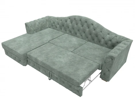 Диван угловой Артис левый угол (Брус,Рейка/Пластик/Велюр/Зеленый) Лига Диванов 128026L