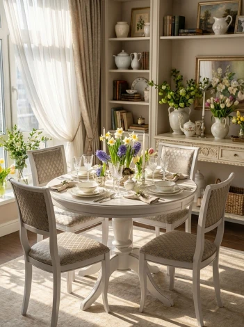 Стол обеденный Линне белый/серебро 90/130*90 Mebelik 009915