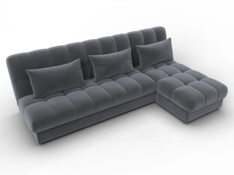 Диван угловой Лига-116 НПБ угол правый (ДСП,ЛДСП,Велюр/Серый) Лига Диванов 136954