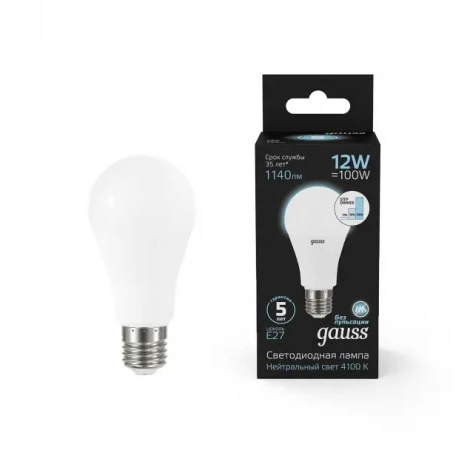 Лампочка светодиодная E27 12 Вт 1200 lm 4100K нейтральное белое свечение Gauss 102502212
