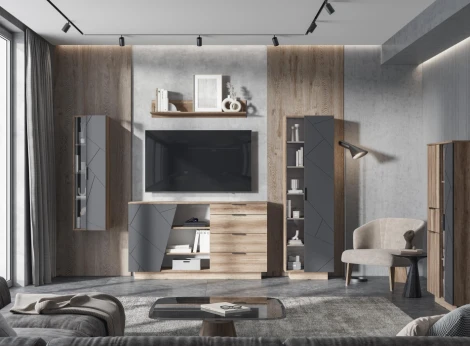 Шкаф Woodville Диамо (ЛДСП,МДФ,Стекло) 546005