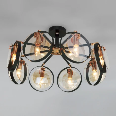 Потолочная люстра Wi-Fi на штанге Eurosvet Gallo 70121/8 черный (220V, управление смартфоном, голосовое управление, умный дом - Minimir Home, Алиса, Маруся, Салют, кольцо)