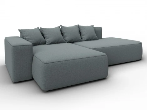 Диван угловой Лига-065 угол левый (ДСП/Пластик/Рогожка/Серый) Лига Диванов 129799L