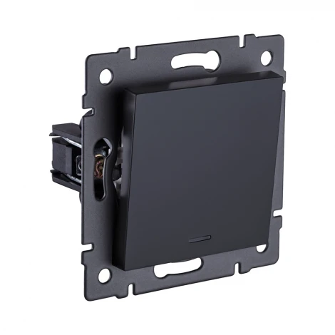 Выключатель 1-клавишный 10А/250В с LED подсветкой, черный матовый Kollinger REA-S-002BM для Aspekt, Eleganz, Reflex