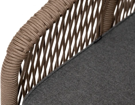 "Канны" диван 2-местный плетеный из роупа, основание дуб, роуп коричневый круглый, ткань темно-серая 027 4SIS арт.УТ-00006830