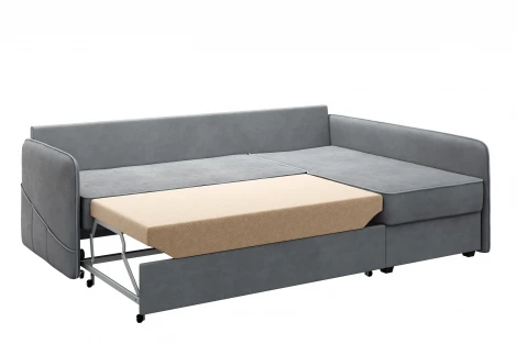 Диван тканевый угловой серый, угол правый D1 Слим AAA41521001 Velutto 12