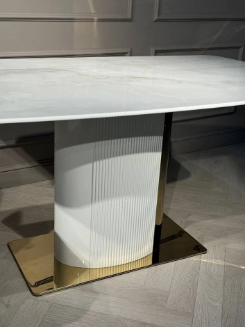 Стол обеденный IST-CASA Барнео BS1802-160GR, 160х90х76 см, светло-серый/золото