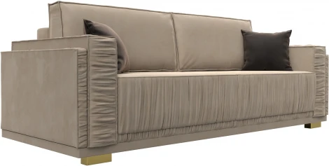 Диван прямой Лига-044 (Бежевый,Коричневый/Велюр) Лига Диванов арт.122250