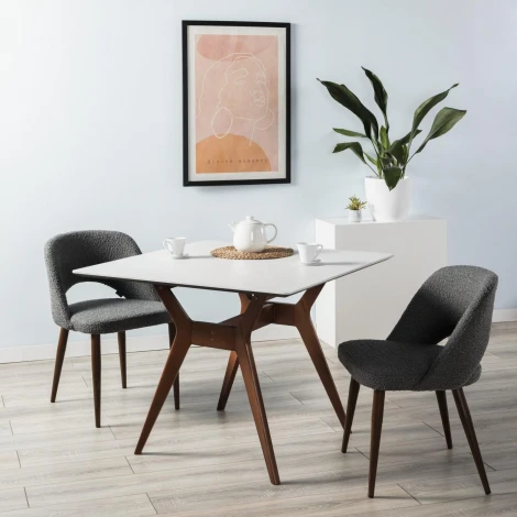 Стол R-Home Нарвик 860*860 мрамор Бьянко Темный орех